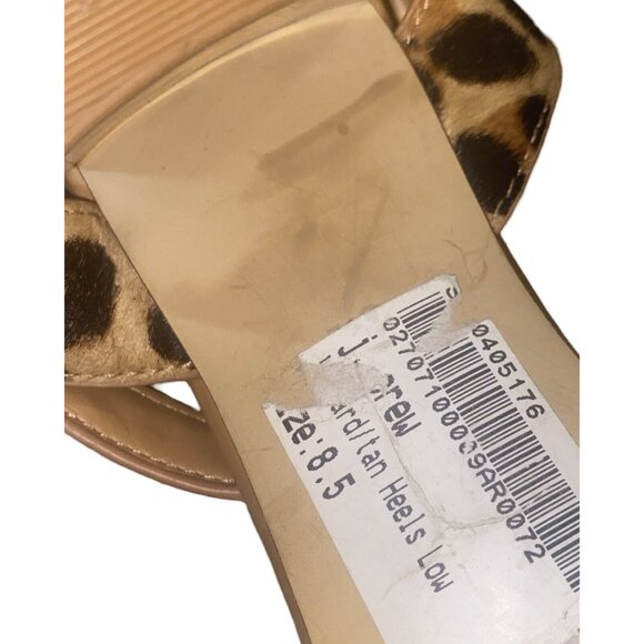 J.Crew Leopard Print Calf Hair Ankle Strap Low Block-Heel Sandals Size 8.5 - Picture 9 of 10